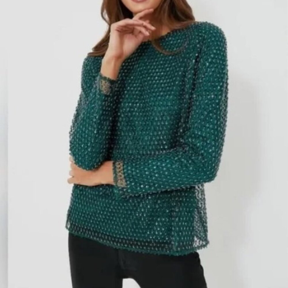NWT - Hyacinth House - Green Sequin Gemma Blouse - Size XS